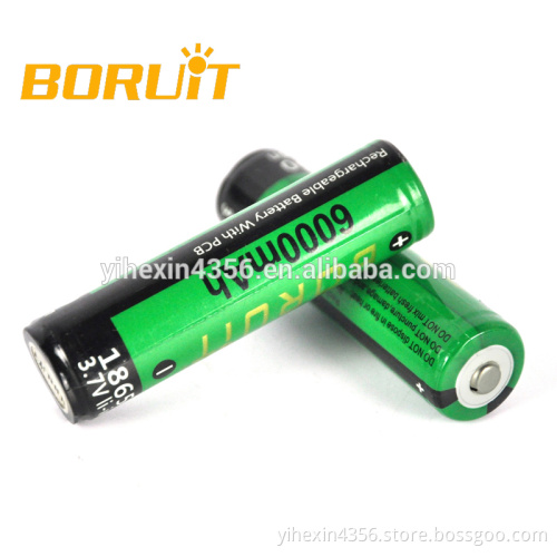 Boruit 6000mAh 3.7v Rechargeable Li-ion Lithium 18650 Battery